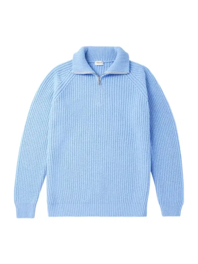Ghiaia Cashmere Ribbed Wool Half-Zip Sweater - Men