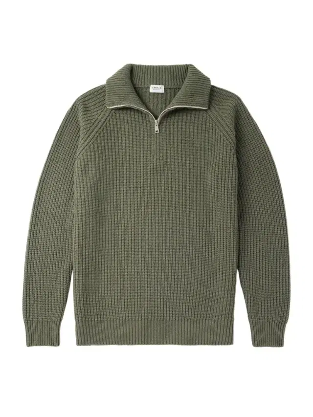 Ghiaia Cashmere Ribbed Wool Half-Zip Sweater - Men