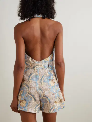 Zimmermann Daylight Belted Printed Linen Halterneck Playsuit | Thumbnail 3 Zimmermann Daylight Belted Printed Linen Halterneck Playsuit | Thumbnail 3