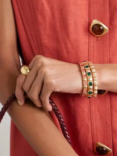Roxanne Assoulin The Jeweled Set Of Three Gold-tone And Cubic Zirconia Bracelets | Thumbnail 2 Roxanne Assoulin The Jeweled Set Of Three Gold-tone And Cubic Zirconia Bracelets | Thumbnail 2