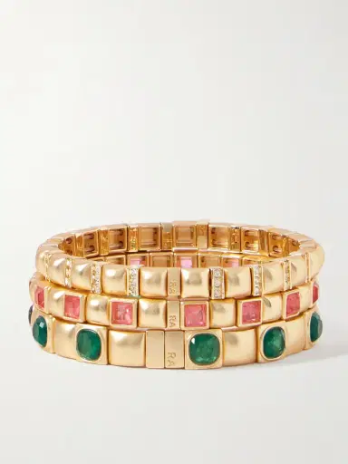Roxanne Assoulin The Jeweled Set Of Three Gold-tone And Cubic Zirconia Bracelets | Thumbnail 3 Roxanne Assoulin The Jeweled Set Of Three Gold-tone And Cubic Zirconia Bracelets | Thumbnail 3