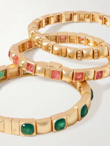 Roxanne Assoulin The Jeweled Set Of Three Gold-tone And Cubic Zirconia Bracelets | Thumbnail 4 Roxanne Assoulin The Jeweled Set Of Three Gold-tone And Cubic Zirconia Bracelets | Thumbnail 4