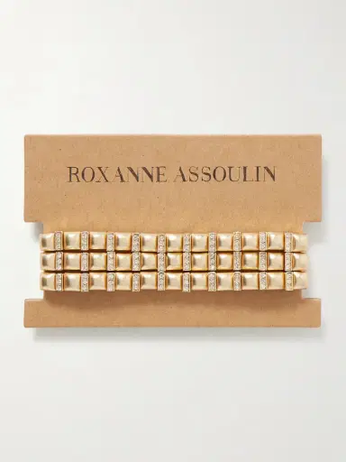 Roxanne Assoulin Set Of Three Gold-tone Crystal Bracelets | Thumbnail 5 Roxanne Assoulin Set Of Three Gold-tone Crystal Bracelets | Thumbnail 5