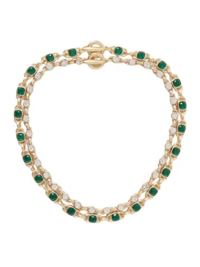 The Jeweled Link Set Of Two Gold-tone Crystal Necklaces