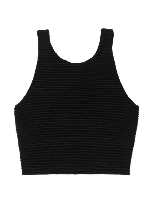Agave Cropped Ribbed-knit Top