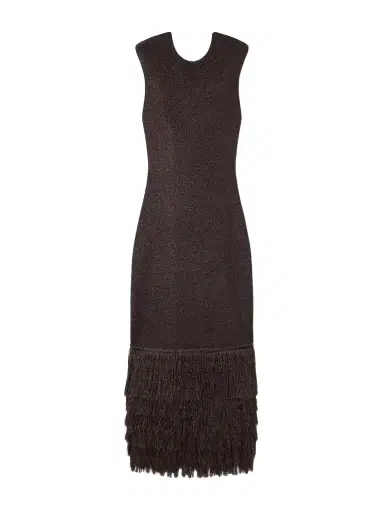 Aje Breeze Fringed Metallic Knitted Midi Dress | Thumbnail 1