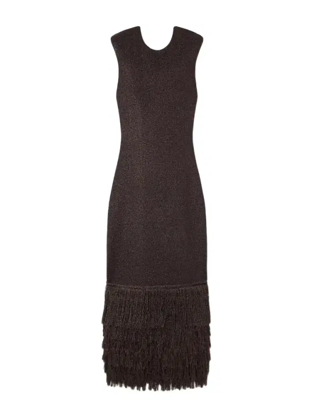 Breeze Fringed Metallic Knitted Midi Dress