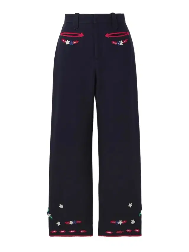 Carroll Appliquéd Wool Felt Straight-leg Pants