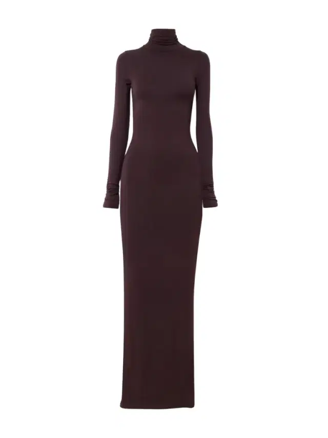 Stretch-modal Jersey Turtleneck Maxi Dress