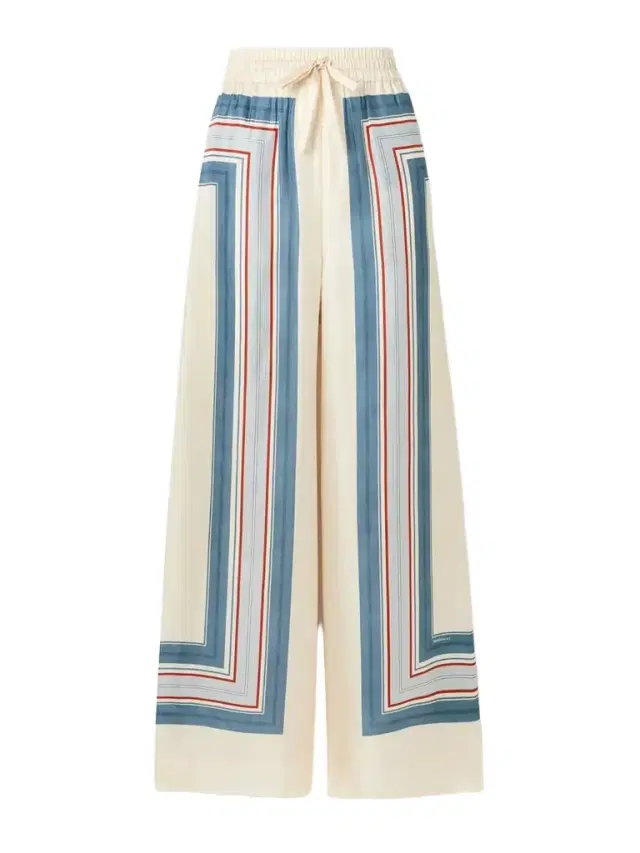 Striped Silk-twill Wide-leg Pants