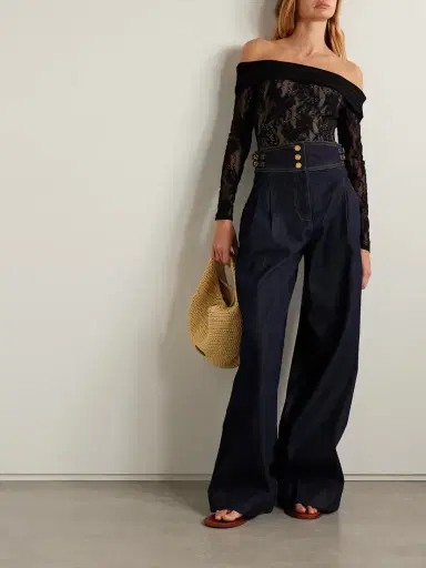 Zimmermann Off-the-shoulder Ruched Jersey And Stretch-lace Bodysuit | Thumbnail 2 Zimmermann Off-the-shoulder Ruched Jersey And Stretch-lace Bodysuit | Thumbnail 2