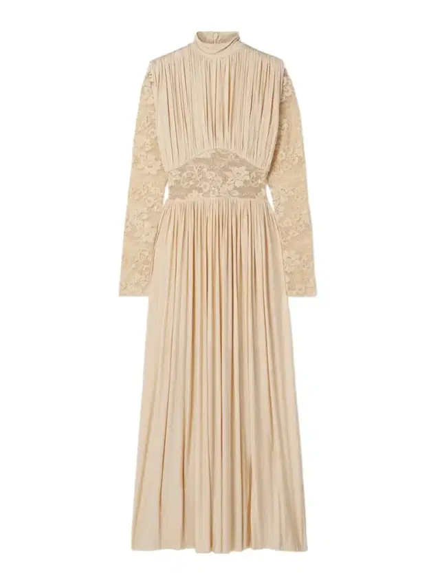 Ruched Stretch-jersey And Lace Maxi Dress