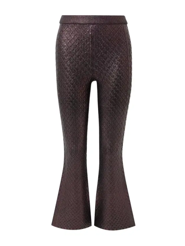 Metallic Jacquard-knit Flared Pants