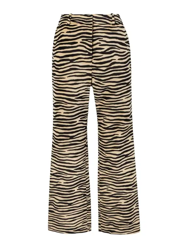 Straight-leg Zebra-print Cotton-blend Velvet Pants