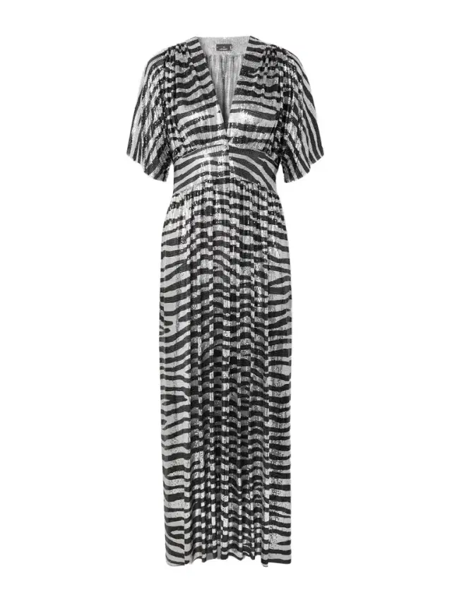 Zebra-print Chainmail Midi Dress