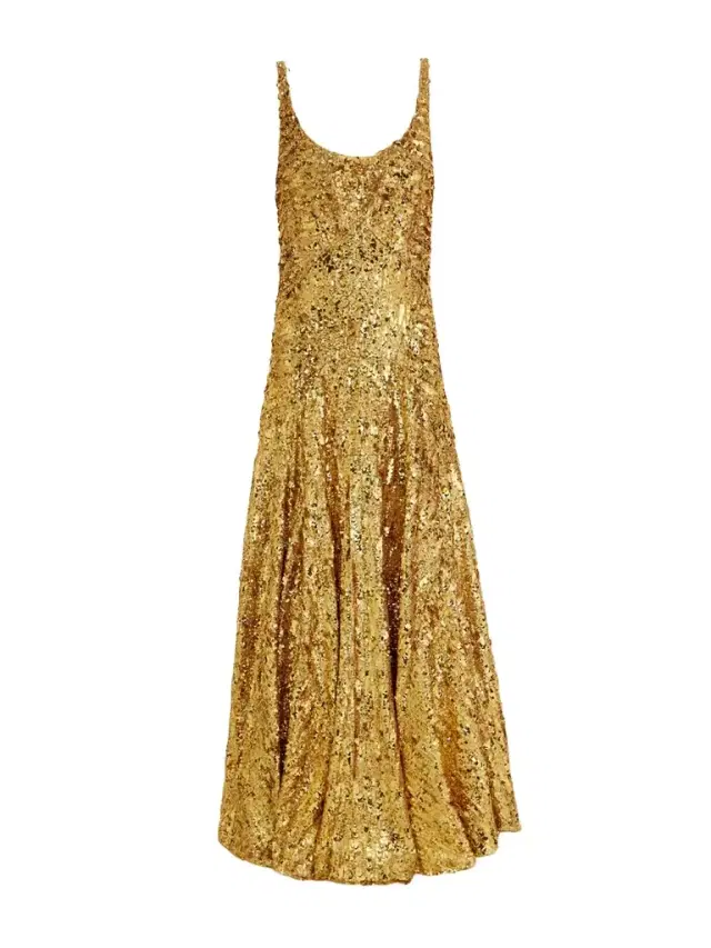 Sequined Crepe De Chine Maxi Dress