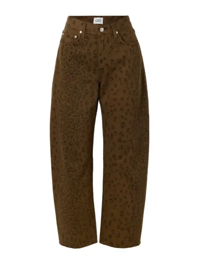 Miro Long Leopard-print Mid-rise Barrel-leg Jeans