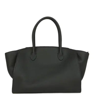 The Row The Row Marlo 12 Tote Bag Black Calfskin Silver Hardware | Thumbnail 1 The Row The Row Marlo 12 Tote Bag Black Calfskin Silver Hardware | Thumbnail 1