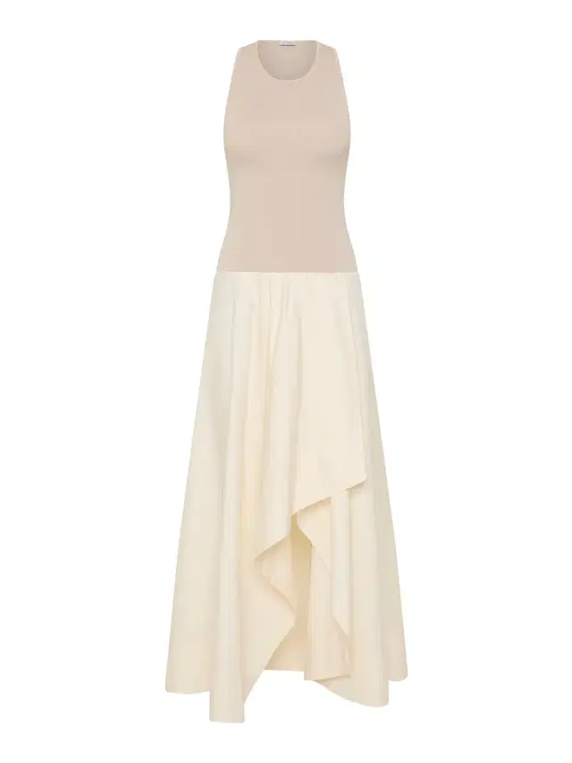 Knit Bodice Asymmetric Dress