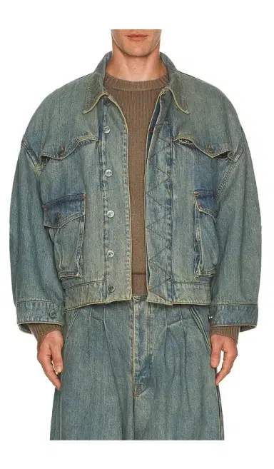 Art Community Washed Indigo Reversible 7 Pocket Japanese Denim Jacket | Thumbnail 1