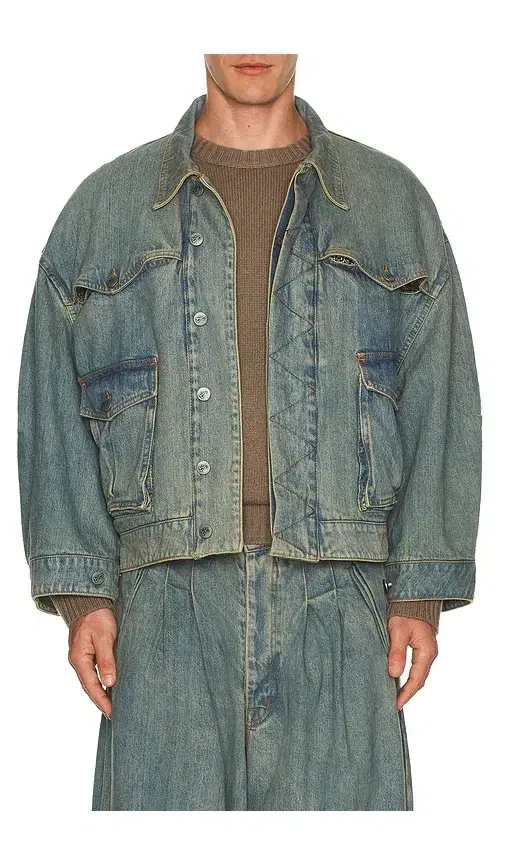 Art Community Washed Indigo Reversible 7 Pocket Japanese Denim Jacket