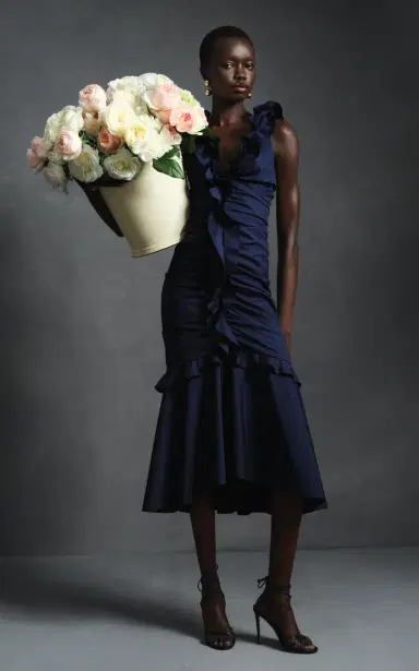 Carolina Herrera Ruffled Cotton Midi Dress | Thumbnail 2