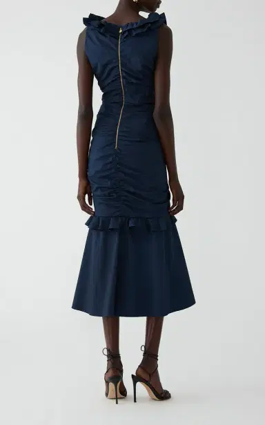 Carolina Herrera Ruffled Cotton Midi Dress | Thumbnail 4