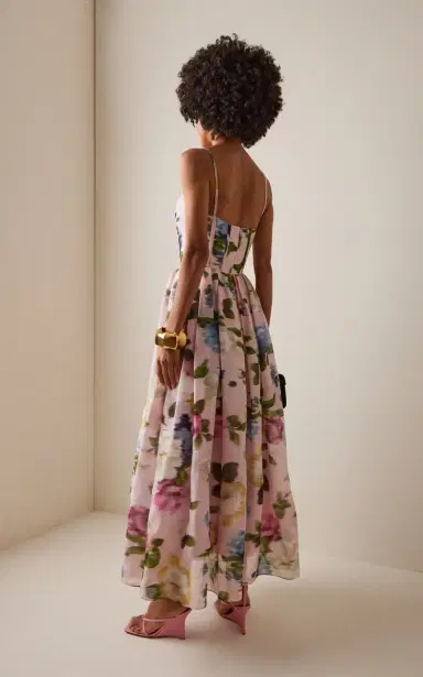 Carolina Herrera Garden Floral Linen-Silk Midi Dress | Thumbnail 4 Carolina Herrera Garden Floral Linen-Silk Midi Dress | Thumbnail 4