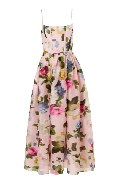 Carolina Herrera Garden Floral Linen-Silk Midi Dress | Thumbnail 5 Carolina Herrera Garden Floral Linen-Silk Midi Dress | Thumbnail 5