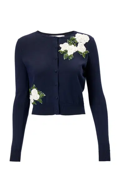 Carolina Herrera Floral-Embroidered Silk-Blend Cardigan | Thumbnail 1