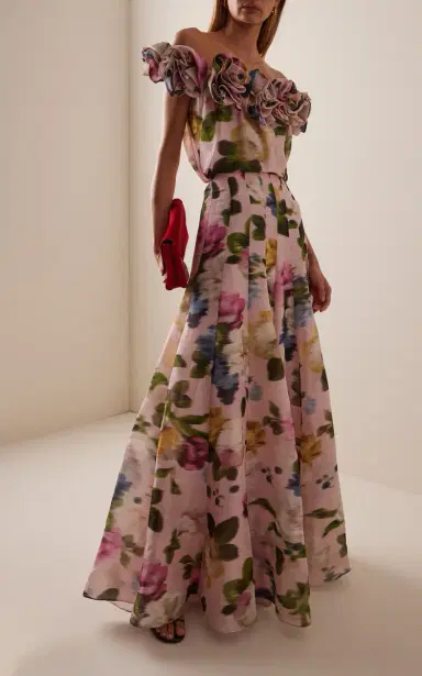 Carolina Herrera Off-the-Shoulder Floral Silk Rosette Top | Thumbnail 3 Carolina Herrera Off-the-Shoulder Floral Silk Rosette Top | Thumbnail 3