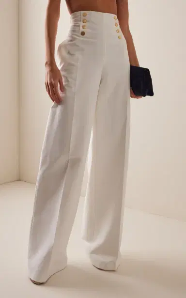 Carolina Herrera High-Rise Cotton Sateen Wide-Leg Pants | Thumbnail 3 Carolina Herrera High-Rise Cotton Sateen Wide-Leg Pants | Thumbnail 3