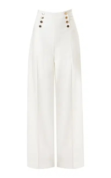 Carolina Herrera High-Rise Cotton Sateen Wide-Leg Pants | Thumbnail 1 Carolina Herrera High-Rise Cotton Sateen Wide-Leg Pants | Thumbnail 1