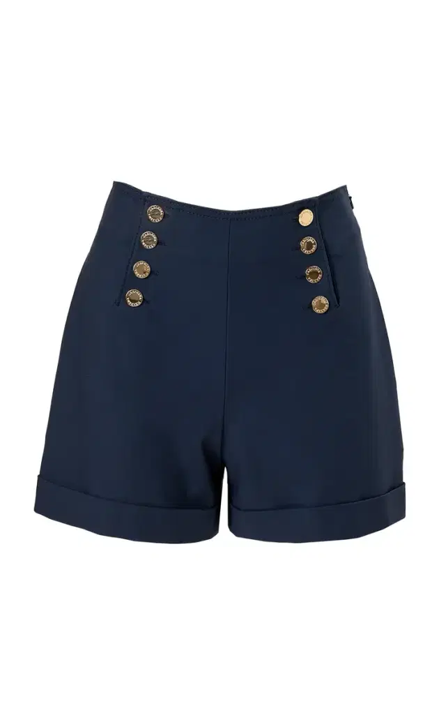 Button-Front Cotton Sateen Shorts - Navy