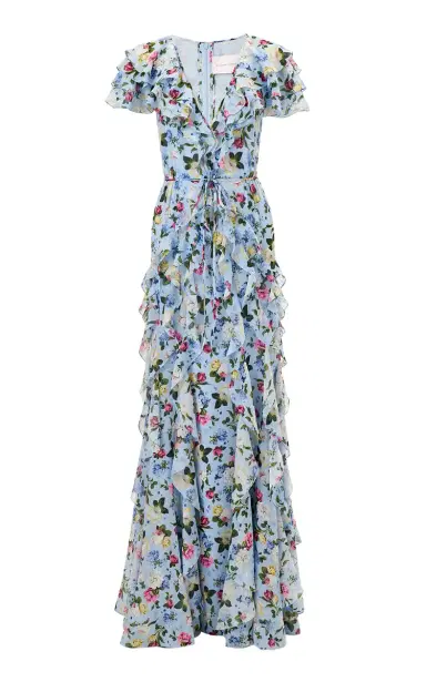 Carolina Herrera Ruffled Garden Floral Silk-Chiffon Gown | Thumbnail 5 Carolina Herrera Ruffled Garden Floral Silk-Chiffon Gown | Thumbnail 5