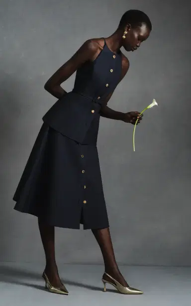 Carolina Herrera Button-Front Cotton Sateen Midi Skirt | Thumbnail 2 Carolina Herrera Button-Front Cotton Sateen Midi Skirt | Thumbnail 2