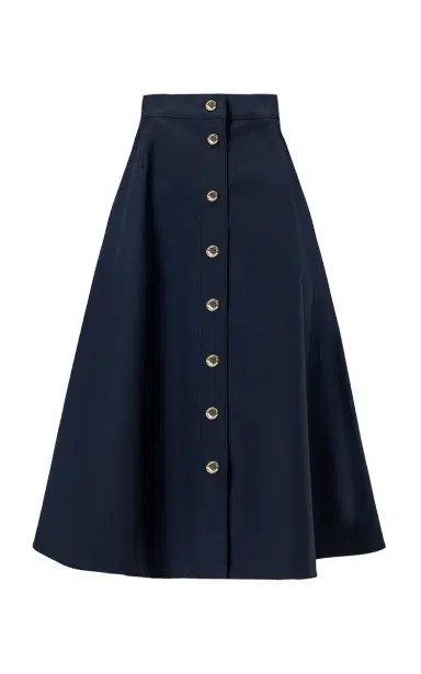Carolina Herrera Button-Front Cotton Sateen Midi Skirt | Thumbnail 5 Carolina Herrera Button-Front Cotton Sateen Midi Skirt | Thumbnail 5