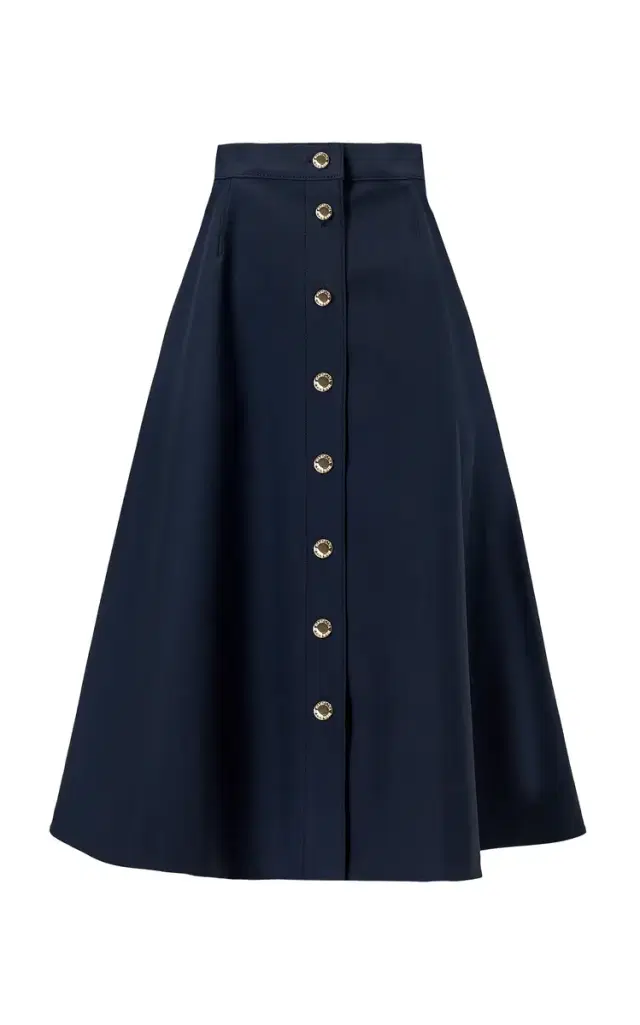 Carolina Herrera Button-Front Cotton Sateen Midi Skirt