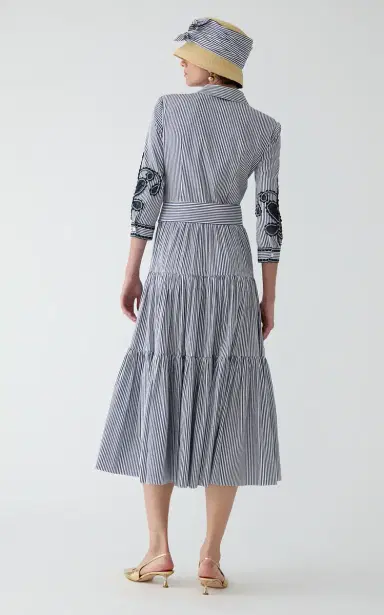 Carolina Herrera Embroidered Striped Cotton Shirt Dress | Thumbnail 3