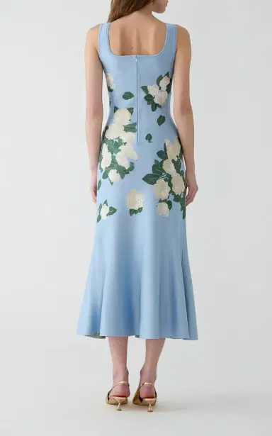 Carolina Herrera Scoop-Neck Silk-Jacquard Knit Midi Dress | Thumbnail 3