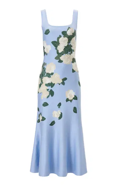Carolina Herrera Scoop-Neck Silk-Jacquard Knit Midi Dress | Thumbnail 4