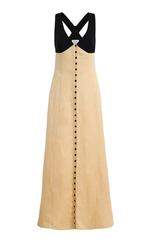 Rosie Assoulin Row; Row; Row Your Buttons Linen-Blend Maxi Dress