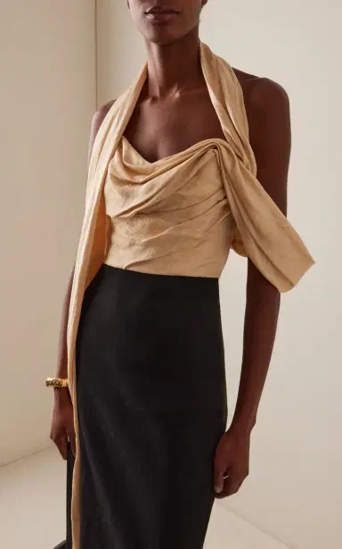 Rosie Assoulin Burbling Stream Linen-Blend Scarf Dress | Thumbnail 5