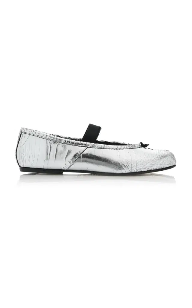 Tabi Crinkled Metallic Leather Ballet Flats