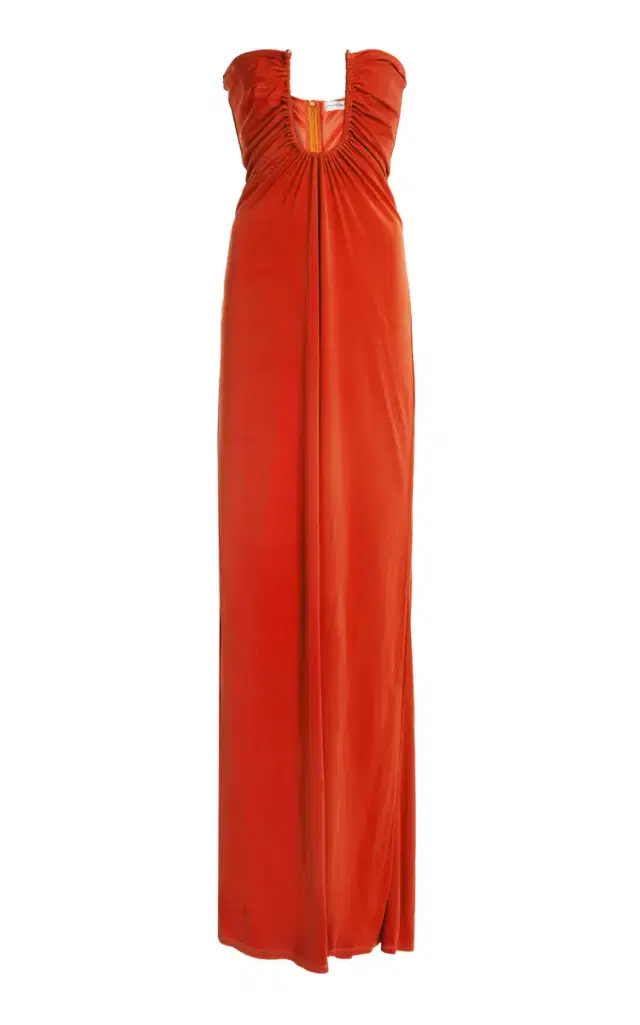 Arced Palm Jersey Maxi Dress