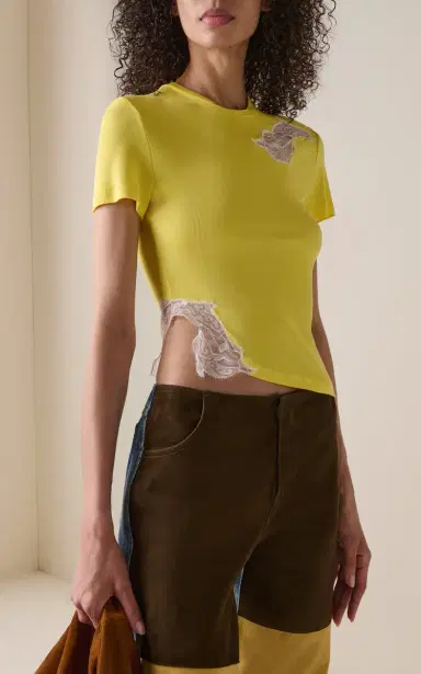Christopher Esber Delphin Lace-Trimmed Jersey T-shirt | Thumbnail 2 Christopher Esber Delphin Lace-Trimmed Jersey T-shirt | Thumbnail 2