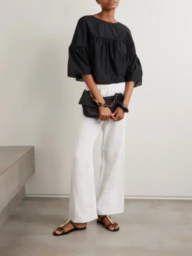 Matteau Gathered Organic Cotton And Silk-blend Blouse | Thumbnail 2