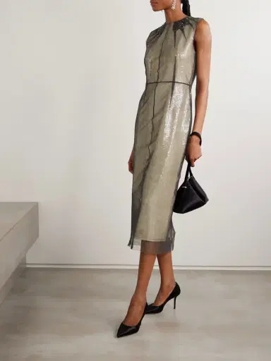 Erdem Layered Embellished Sequined Tulle Midi Dress | Thumbnail 2 Erdem Layered Embellished Sequined Tulle Midi Dress | Thumbnail 2