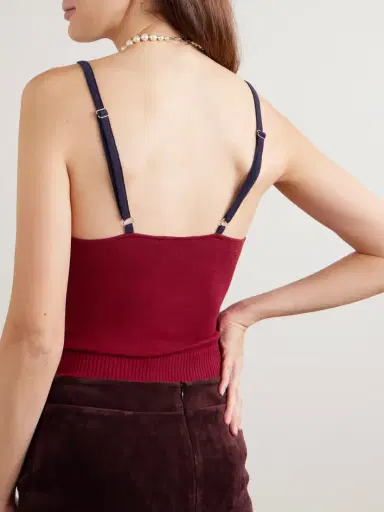 SHUSHU/TONG Cropped Embellished Embroidered Silk And Cashmere-blend Camisole | Thumbnail 4