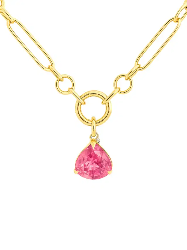0.08ct Diamond Watermelon Tourmaline 18K Gold Pendant